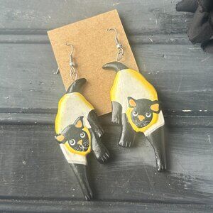 TIGER LILY Wood Cat Earrings